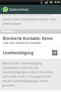 WhatsApp Lesebestätigung deaktivieren