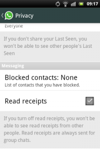 WhatsApp: Read receipts